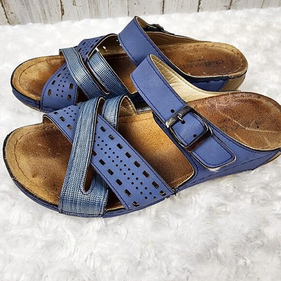 Flexus by Spring Step Denia Slide Sandals Blue Size 6 - Picture 5 of 11
